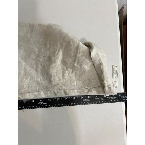 Ellen Tracy Sz L Beige 100% Linen Pants Roll Cuff Gold Buckle - Picture 9 of 9